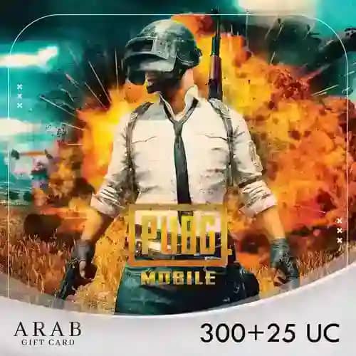 بطاقة شحن شدات ببجي 300+ Free 25 UC - $4.99